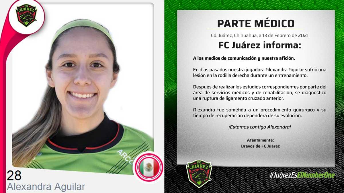 FC Juárez Femenil pierde a Alexandra Aguilar por lo que resta del Guardianes 2021