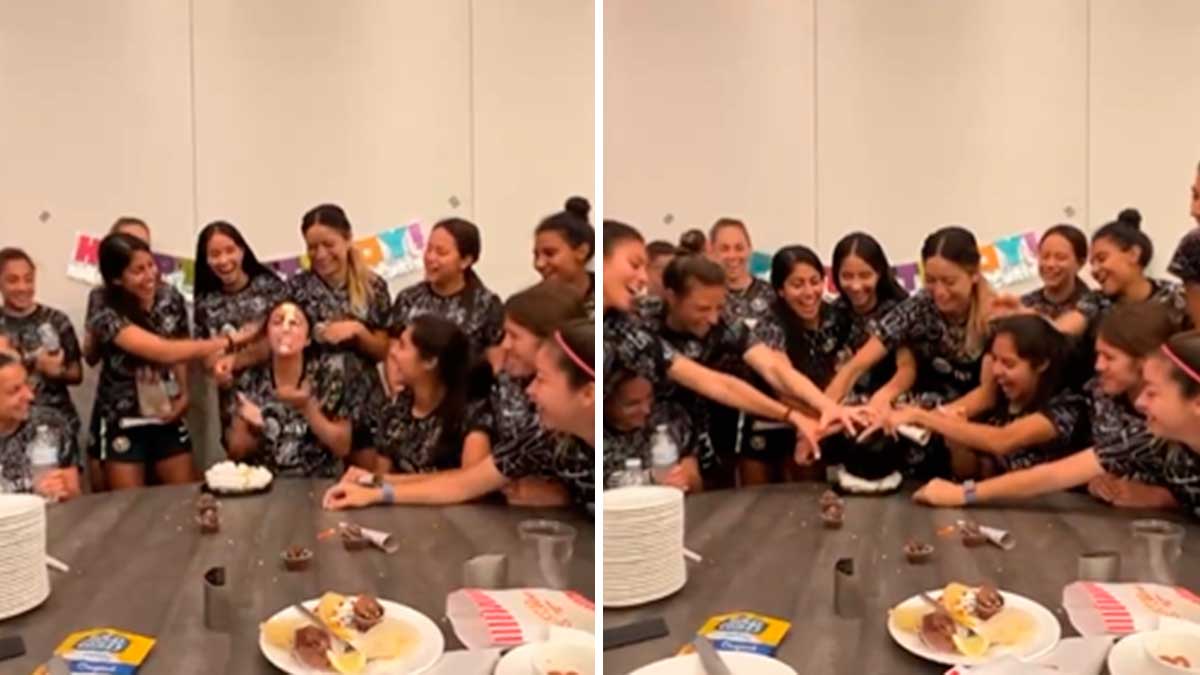 Pastelazo a Itzel González, portera del América, en su cumpleaños número 28